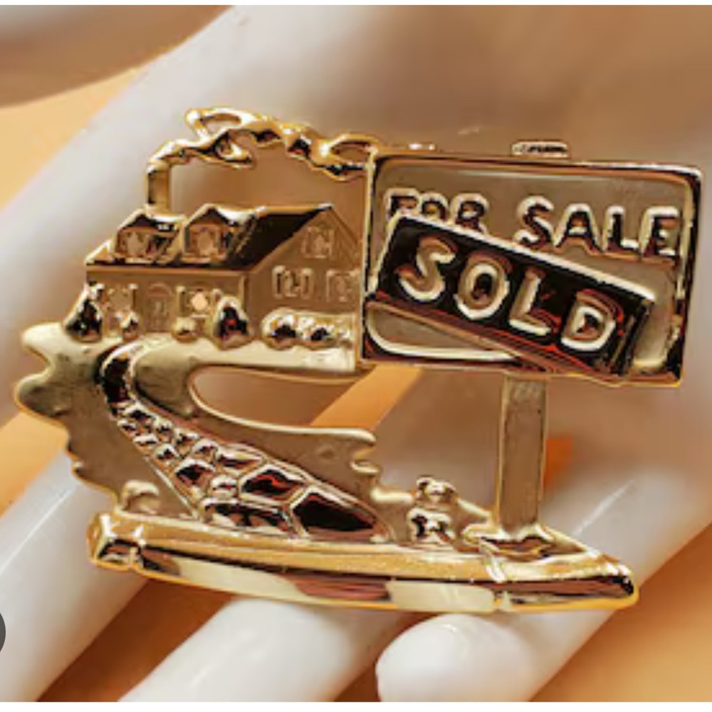 Vintage Gold Realtor Sold House Pin AJC